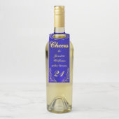 Elegante Regal Golden Royal Blue Verjaardag Flessenhanger (Op fles)