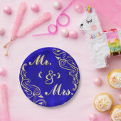 Elegante Regal Golden Typografie MR & MRS Bruiloft Papieren Bordje (Feest)