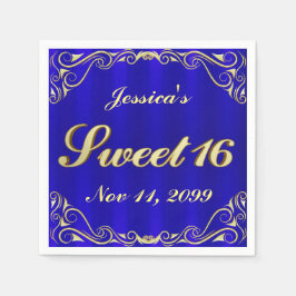 Elegante Regal Golden Typografie Sweet 16 Servet