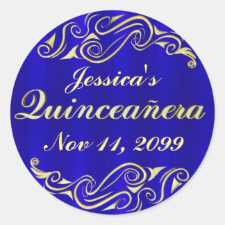 Elegante Regal Golden Typography Quinceanera Ronde Sticker