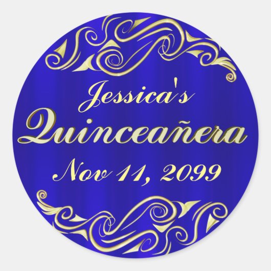 Elegante Regal Golden Typography Quinceanera Ronde Sticker (Voorkant)