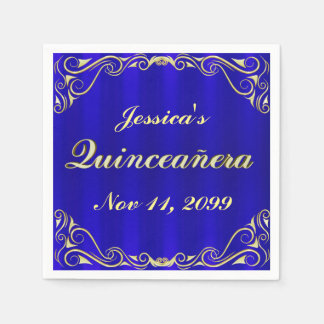 Elegante Regal Golden Typography Quinceañera Servet