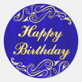 Elegante Regal Gouden Typografie Gelukkige Verjaar Ronde Sticker