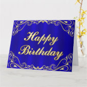 Elegante Regal Gouden Typografie Verjaardagsgroet Kaart (Gele Bloem)