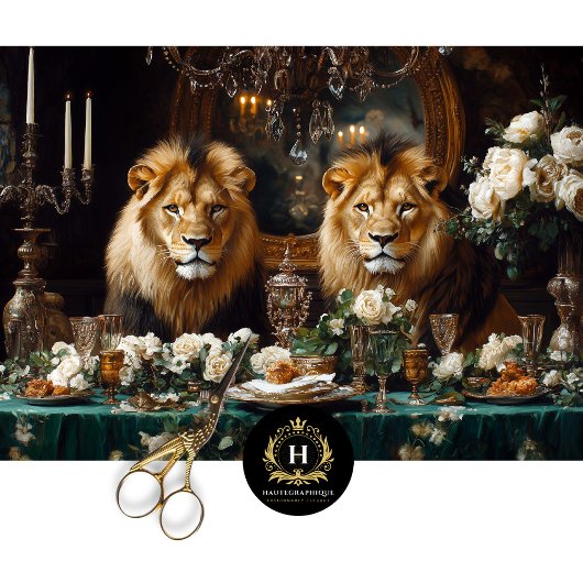 Elegante Regal Lion Wedding Bloemen Tafel Decoupag Tissuepapier