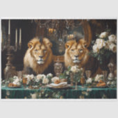 Elegante Regal Lion Wedding Bloemen Tafel Decoupag Tissuepapier (Voorkant)