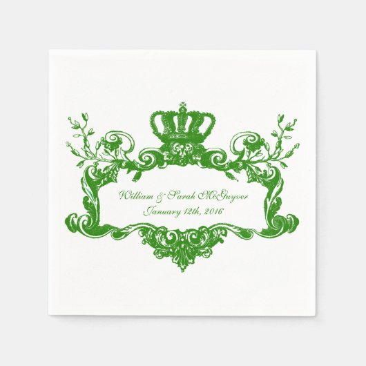 Elegante Regal Wedding Green2 Text Paper servetten (Voorkant)
