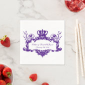 Elegante Regal Wedding Paarse 2 Tekst Papier serve Servetten (Insitu)