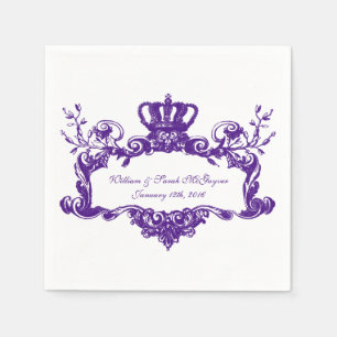 Elegante Regal Wedding Paarse 2 Tekst Papier serve Servetten