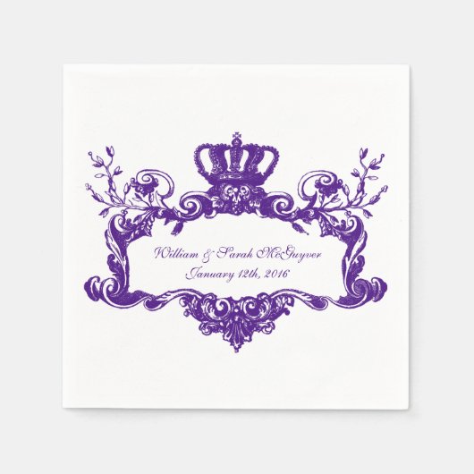Elegante Regal Wedding Paarse 2 Tekst Papier serve Servetten (Voorkant)