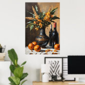 Elegante Regeling: Stilleven met Bloemenvaas Poster (Thuiskantoor)