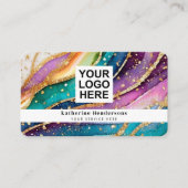 Elegante Regenboog Agate gouden Glitter & QR Code Visitekaartje (Voorkant)