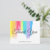 Elegante Regenboog Aquarel LGBTQ Trouw Dankjewel Briefkaart (Staand voorkant)