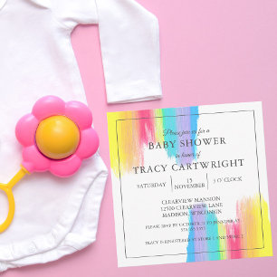 Elegante Regenboog Aquarel Moderne Baby Shower Kaart