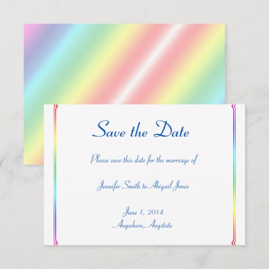 Elegante Regenboog Bloemen Gay Bruiloft Save the D Save The Date (Voorkant / Achterkant)