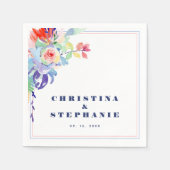 Elegante Regenboog Bloemen LGBTQ Bruiloft Servet (Voorkant)