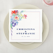 Elegante Regenboog Bloemen LGBTQ Bruiloft Servet