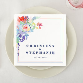 Elegante Regenboog Bloemen LGBTQ Bruiloft Servet