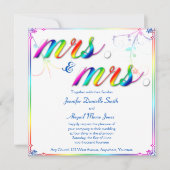 Elegante Regenboog Bloemen Mrs Bruiloft Uitnodigin Kaart (Voorkant)