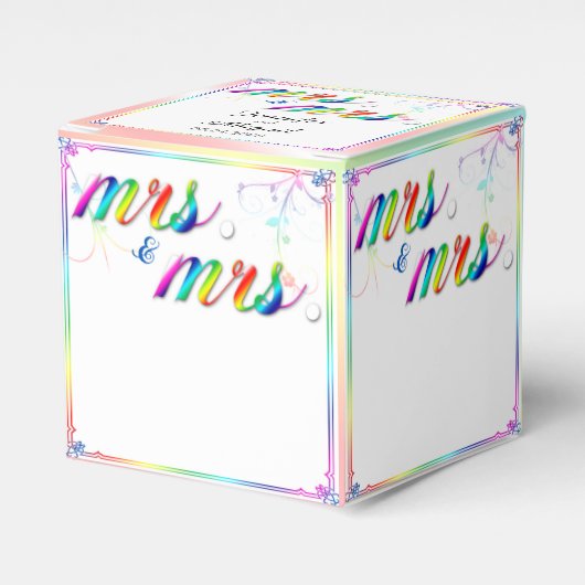 Elegante regenboog bloemenbruiloft gunst box bedankdoosjes (Voorkant Zijde)