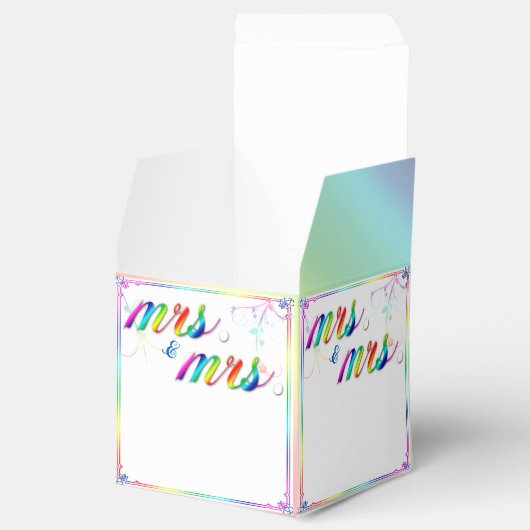 Elegante regenboog bloemenbruiloft gunst box bedankdoosjes (Geopend)
