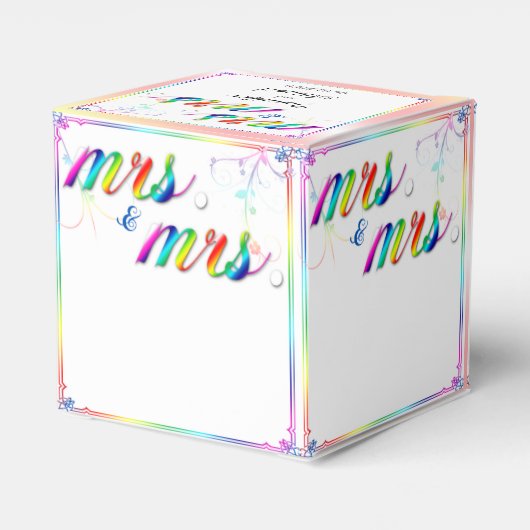 Elegante regenboog bloemenbruiloft gunst box bedankdoosjes (Achterkant)