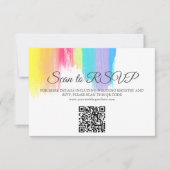 Elegante regenboog bruiloft website QR-code RSVP Kaartje (Voorkant)