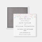 Elegante Regenboog Confetti Save The Date Magneet (Voorkant / Achterkant)