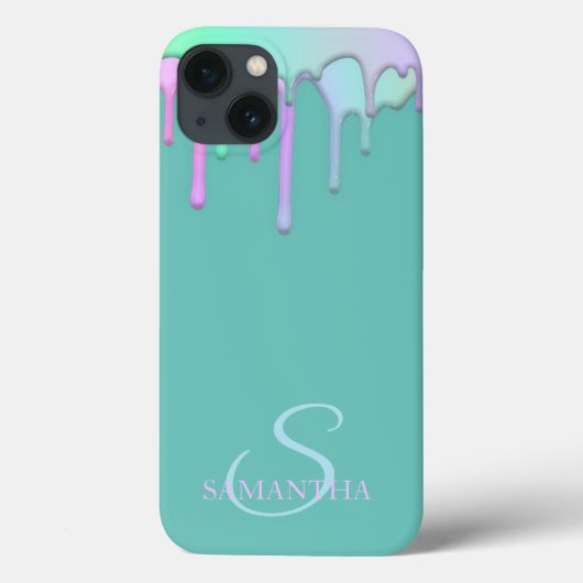 Elegante Regenboog Druppels Mintgroen Case-Mate iPhone Case (Achterkant)