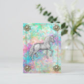 Elegante Regenboog Eenhoorn met Monogram Briefkaart (Staand voorkant)