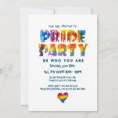 Elegante regenboog gekleurde letters Pride Party Kaart (Voorkant)