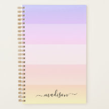 Elegante regenboog gestreepte scriptnaam planner