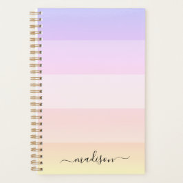 Elegante regenboog gestreepte scriptnaam planner