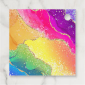 Elegante Regenboog Glitter Agaat & Goud 21e Verjaa Bedankjes Labels (Achterkant)