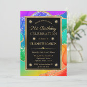 Elegante Regenboog Glitter Agaat & Goud 21e Verjaa Kaart (Staand voorkant)