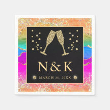 Elegante Regenboog Glitter Agate en Gouden Huwelij