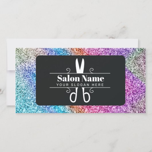 Elegante regenboog glittersalon cadeaubon (Achterkant)