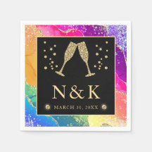 Elegante regenboog glittersparelmoer en gouden bru