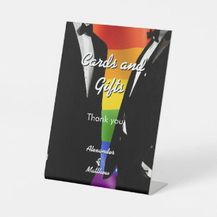 Elegante Regenboog Huwelijksgeschenk voor Homoseks Reclamebord Met Voetstuk