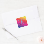 Elegante Regenboog LGBT Custom Monogram Bruiloft Vierkante Sticker (Envelop)
