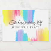 Elegante Regenboog LGBTQ Bruiloft Gepersonaliseerd Sparkling Wijnetiket (Enkel label)