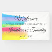 Elegante Regenboog Modern Welkom op Onze Bruiloft Spandoek (Horizontaal)