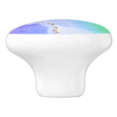 Elegante regenboog pastel geode agaat geode grijs keramische knop (Zijkant)