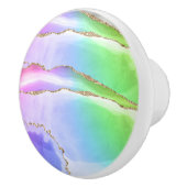 Elegante regenboog pastel geode agaat geode grijs keramische knop (Rechts)