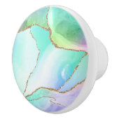Elegante regenboog pastel geode agaat geode grijs keramische knop (Rechts)