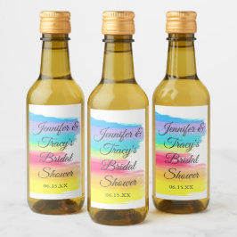 Elegante Regenboog Persoonlijke Bruidsdouche Mini Wijn Etiket