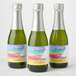 Elegante Regenboog Persoonlijke Bruidsuitnodiging  Sparkling Wijnetiket