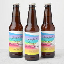 Elegante Regenboog Persoonlijke Lesbische Bruidsui Bier Etiket