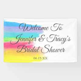 Elegante Regenboog Persoonlijke Lesbische Bruidsui Spandoek