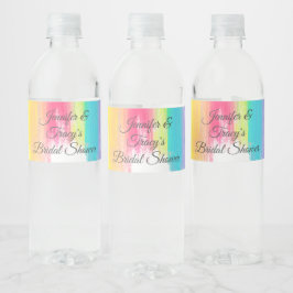 Elegante Regenboog Persoonlijke Lesbische Bruidsui Waterfles Etiket